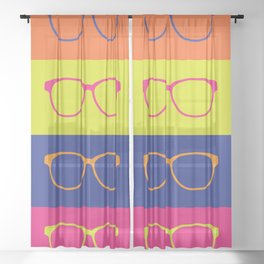 Popart Hipster Eyeglasses Sheer Curtain