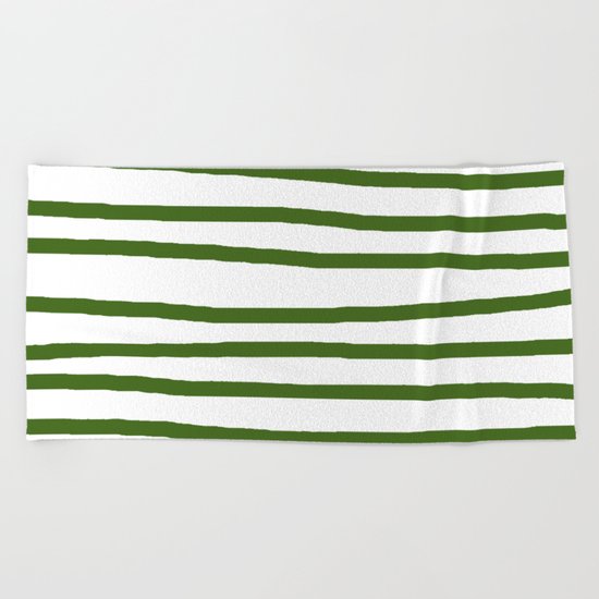Simply Drawn Stripes in Jungle Green Beach Towel