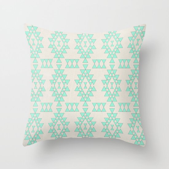 Mint Geo Throw Pillow
