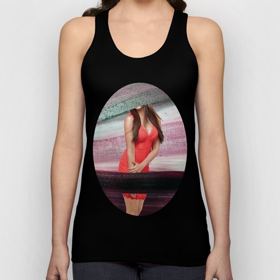 Woman in red clothes Unisex Tank Top