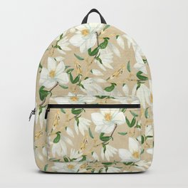 Magnolia in Bloom Pattern Backpack | Bloom, Pattern, Graphicdesign, Magnolia, Digital, Floral, Flower, White, Abstract, Green 