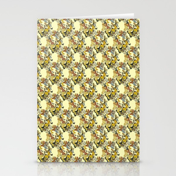 A Swarm Of Vintage Butterflies Nature Pattern On Cream Stationery Cards