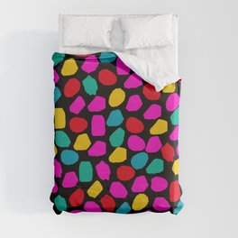 Ink Dot Colourful Mosaic Pattern Bright 80s Colours on Black Duvet Cover