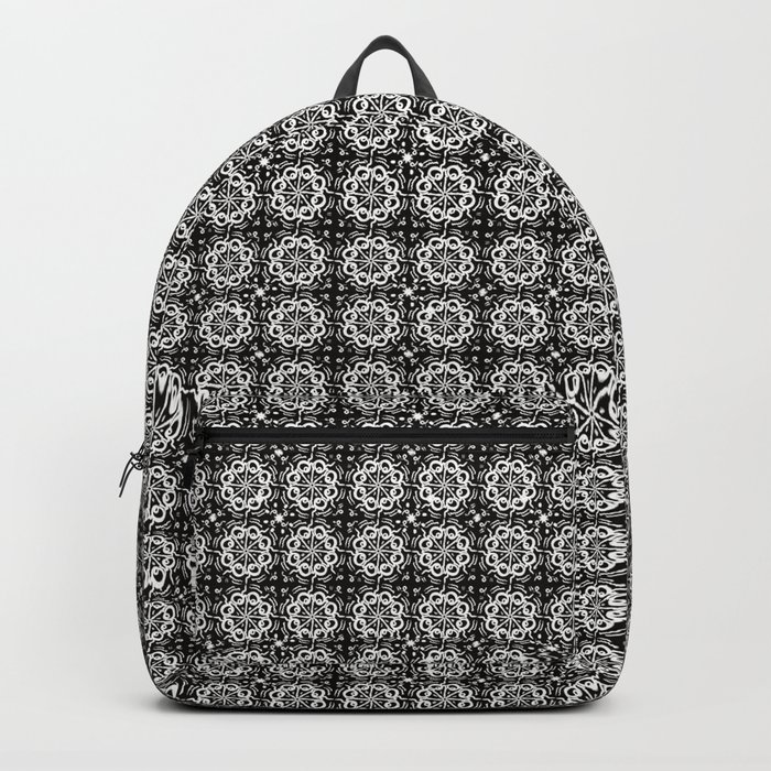 Vintage Black and White Swirl Mid-Century Modern Quilt Pattern Backpack