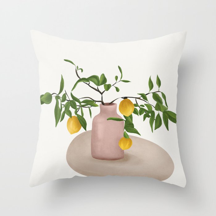 Lemon Branches Throw Pillow