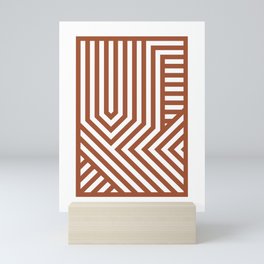 Terracotta Geometric Line Art Mini Art Print