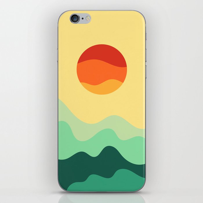 Gentle Rising Sun Over Ocean Waves Minimalist Abstract Nature Art In Warm Natural African Color Palette iPhone Skin