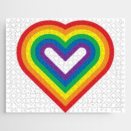 Rainbow Heart Shaped Striped Pattern Jigsaw Puzzle