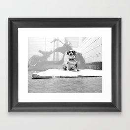 Pup in front of Electric Bike Silhouette  Framed Art Print