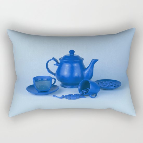 Blue tea party madness - still life Rectangular Pillow