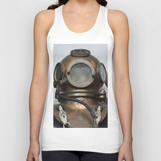 Antique vintage metal underwater diving helmet Unisex Tank Top