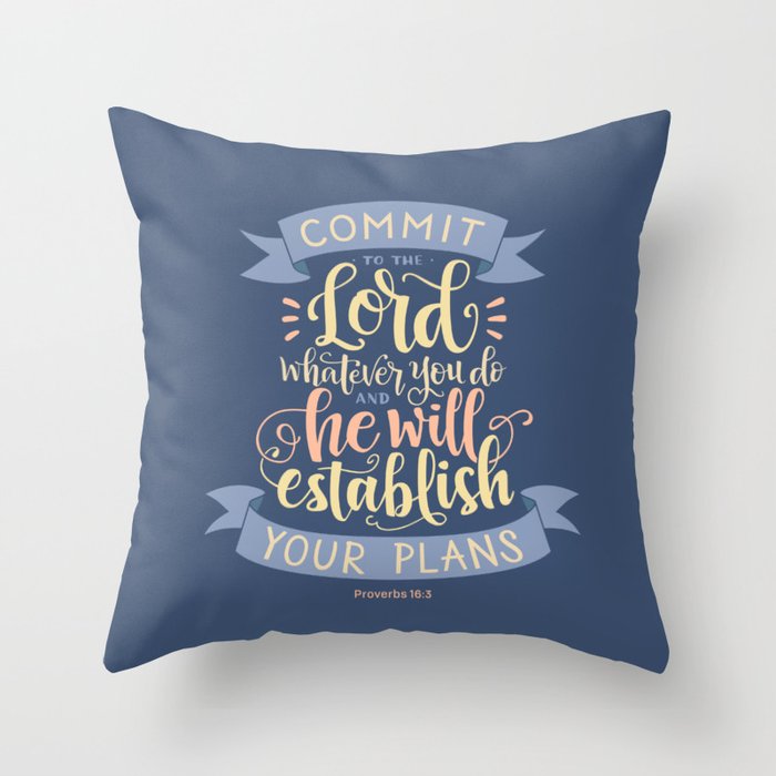 Proverbs 16:3 Throw Pillow