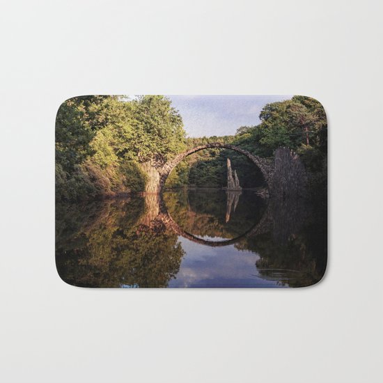 Mystical stone arch- Stonearch History Lake Reflection on #Society6 Bath Mat
