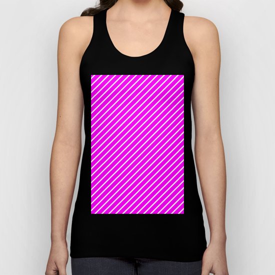 Diagonal Lines (White/Fuchsia) Unisex Tank Top