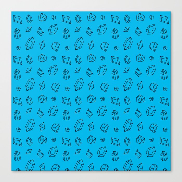 Turquoise and Black Gems Pattern Canvas Print