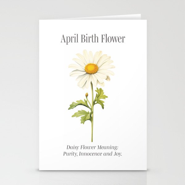 April birth month art print - Daisy Stationery Cards