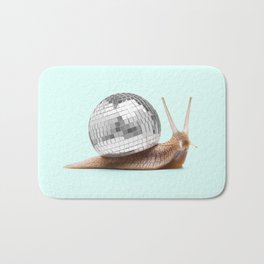 DISCO SNAIL Badematte | Girly, Color, Illustration, Snail, Minimal, Pastel, Fun, Popart, Pink, Curated 