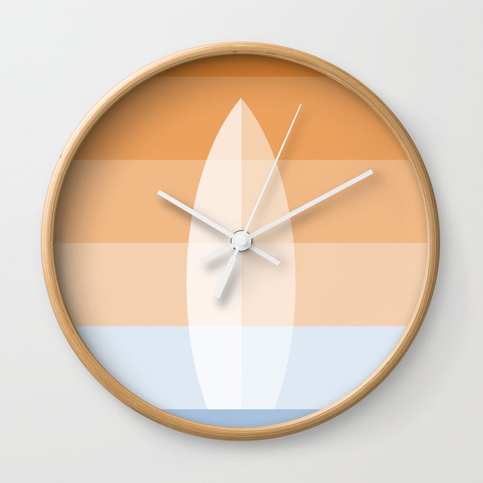 Surf's Up in Orange and Blue Wall Clock