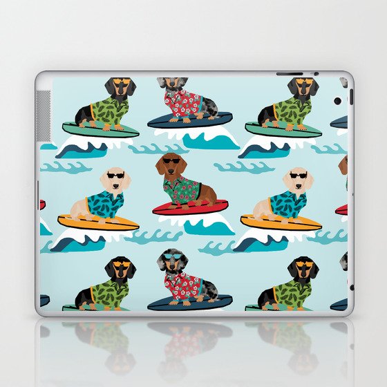 dachshund surfing dog breed pattern pet gifts Laptop & iPad Skin