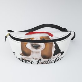 Cute Santa basset hound dog.Christmas puppy gift idea Fanny Pack