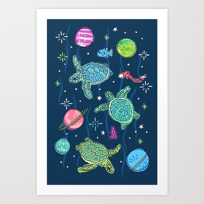 Space Turtles Art Print