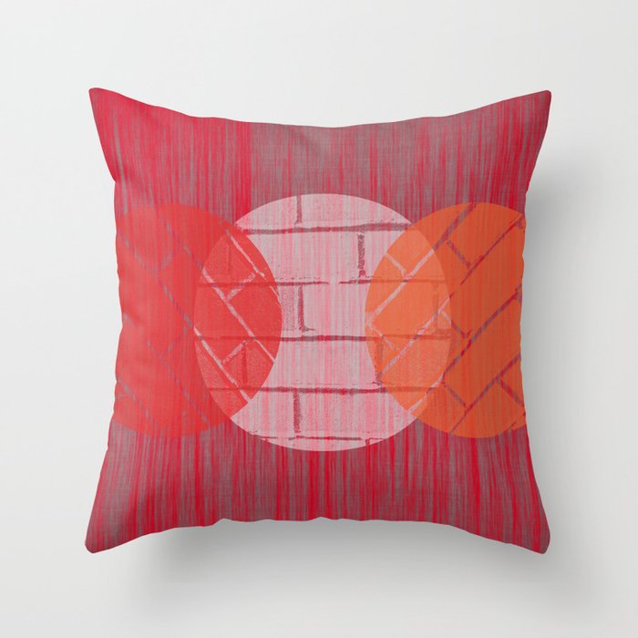 THREE BRICKS ON SPLINTERED WOOD  Throw Pillow