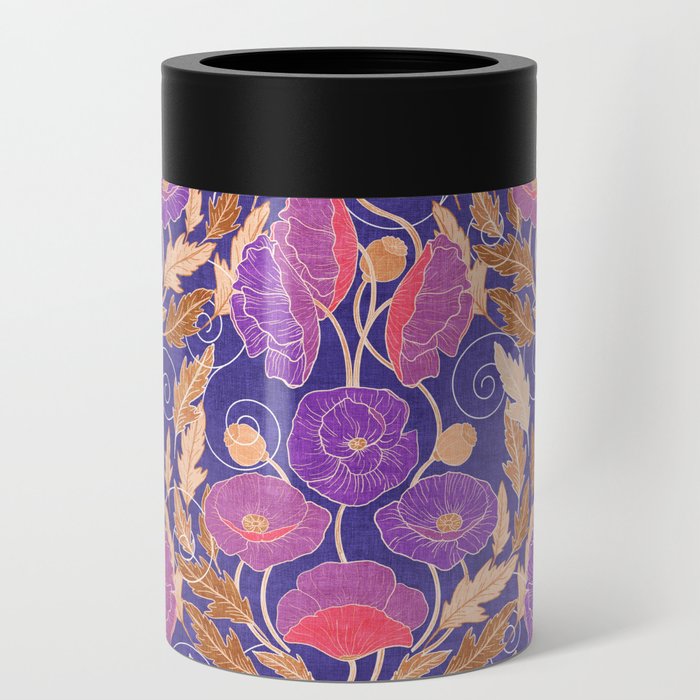 Purple Poppy Art Nouveau Can Cooler