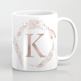 Letter K Rose Gold Pink Initial Monogram Mug