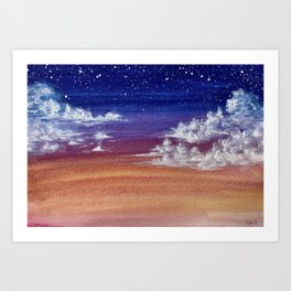 Colorful Sunset Clouds Painting Art Print