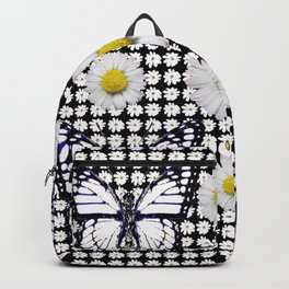 BLACK-WHITE DAISIES & MONARCH BUTTERFLIES ART Backpack