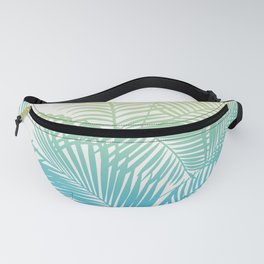 Modern teal yellow tropical palm trees pattern Fanny Pack