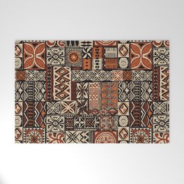 Hawaiian style tapa tribal fabric abstract patchwork vintage vintage pattern Welcome Mat