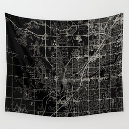 Olathe USA - black and white city map Wall Tapestry