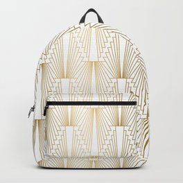 Art Deco pattern gold and white Backpack