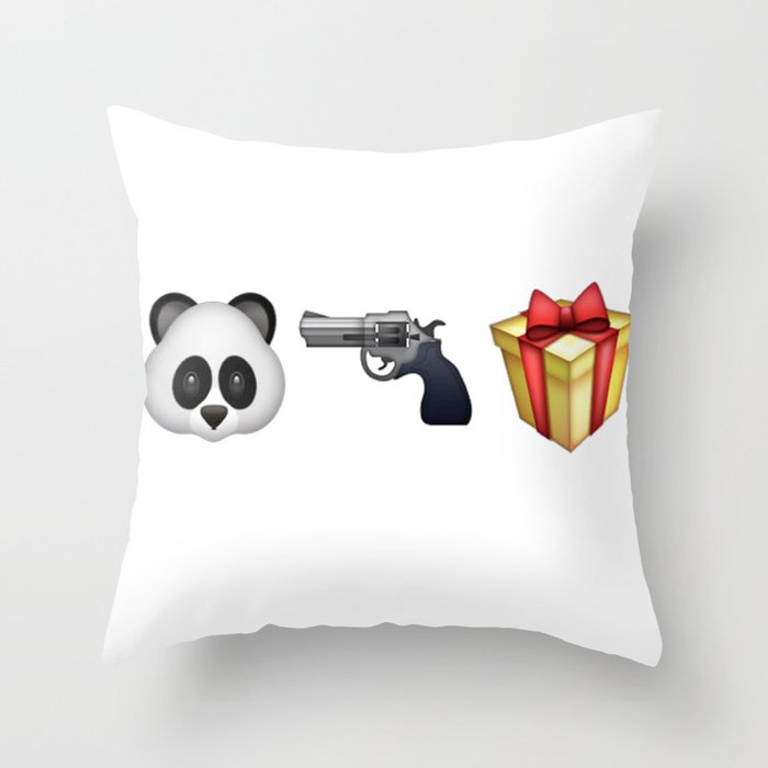 A Panda Next to a Gun Next to a Wrapped Gift (Shosanna, HBO Girls) Throw Pillow