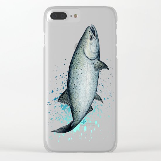 "Salmon Splash" by Amber Marine ~ Watercolor Painting (c) 2016 Clear iPhone Case