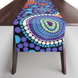 Authentic Aboriginal Art - The Journey Blue Table Runner