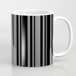 [ Thumbnail: Black & Grey Colored Stripes Pattern Coffee Mug ]