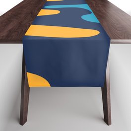Viscous - Blue Colourful Abstract Art Pattern Design Table Runner