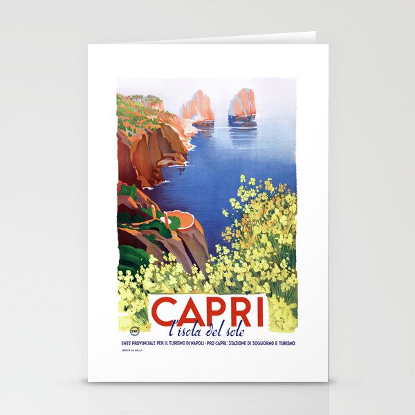 1948 Italy CAPRI The Island of Sun Travel Poster Stationery Cards