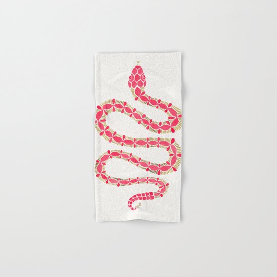 Pink & Gold Serpent Hand & Bath Towel