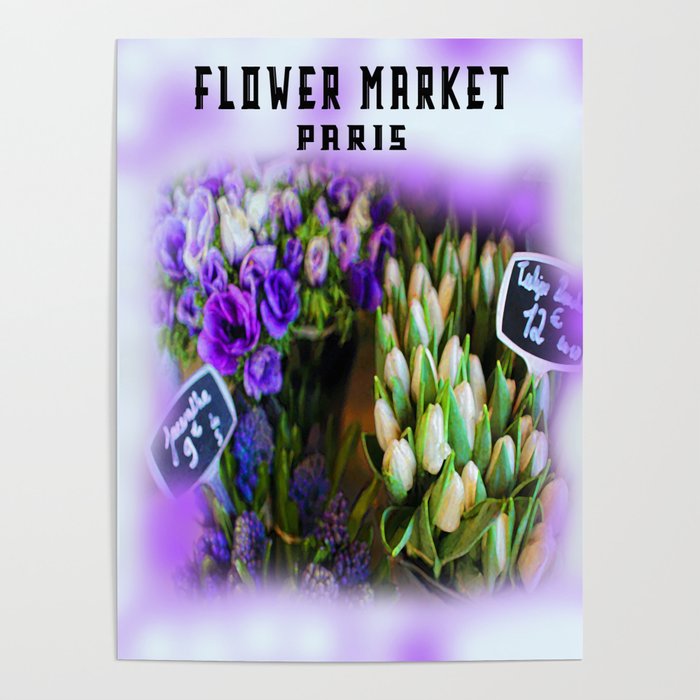 Tulip Flower Market Paris  Poster