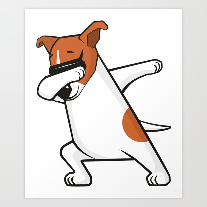 Dabbing Jack Russell Dog Funny Cool Dancing Puppy Dab Dance Cartoon Dog Art Print By Inclipart Society6