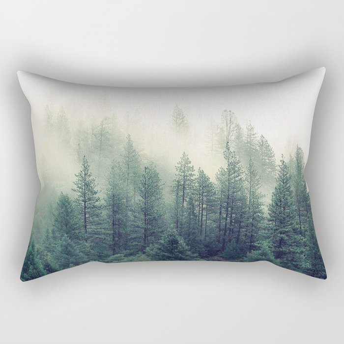 Foggy Winter Forest Rectangular Pillow