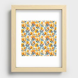 Flourishing Florals – Orange & Teal Recessed Framed Print