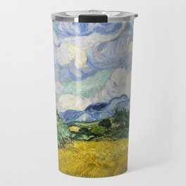 Impressionist Painting Wheat Field with Cypresses (1889) by Vincent Van Gogh Travel Mug