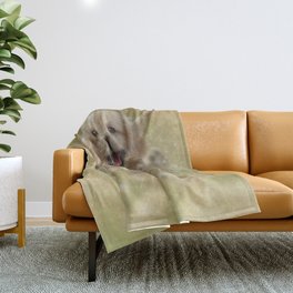 Golden Retriever Puppy - Dandelions Throw Blanket