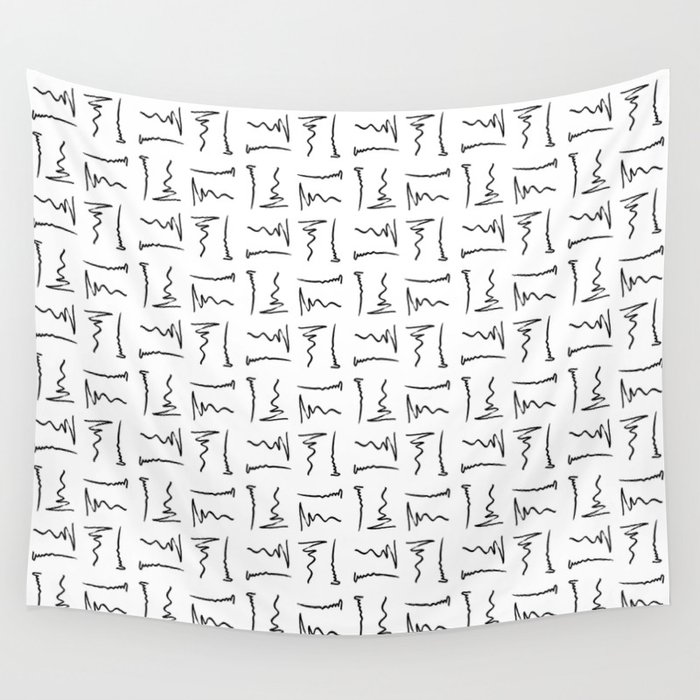 free scribble 4 Black and white Wall Tapestry