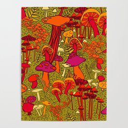 Mushrooms in the Forest Poster