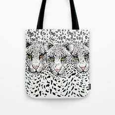 THREE SNOW LEOPARDS Tote Bag